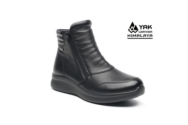 G Comfort Womens Zip Ankle Boot P-825S - Black Leather