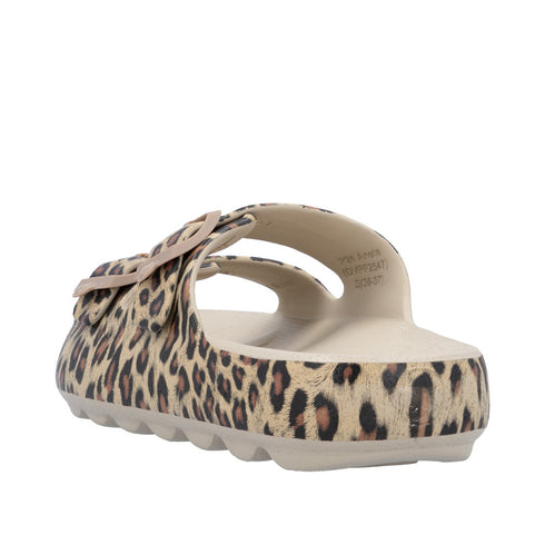 Rieker Womens Buckle P2450-90 Leopard Print EVA Mules