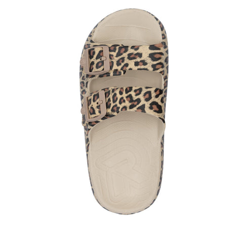 Rieker Womens Buckle P2450-90 Leopard Print EVA Mules