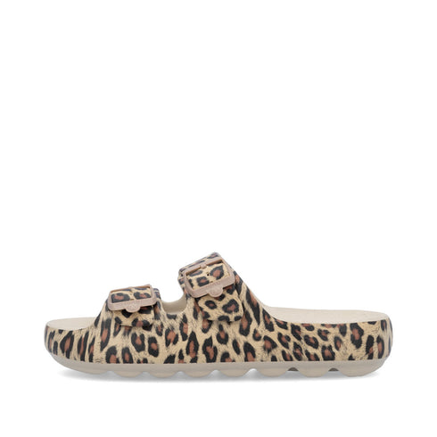 Rieker Womens Buckle P2450-90 Leopard Print EVA Mules
