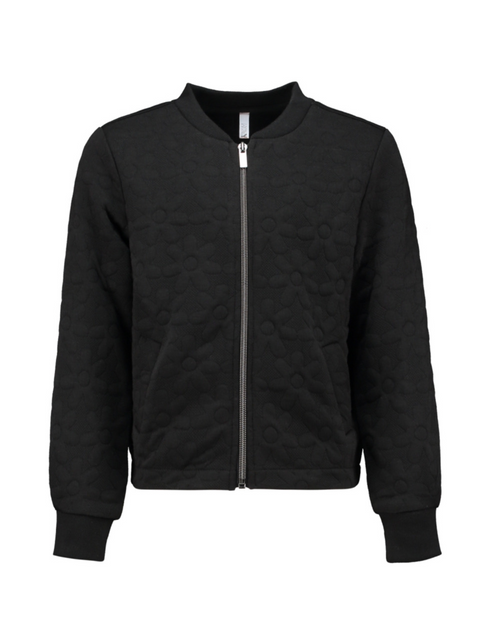 Hailys Ladies Ke44ndra Embossed Black Flower Zip Jacket - PO2306027BL