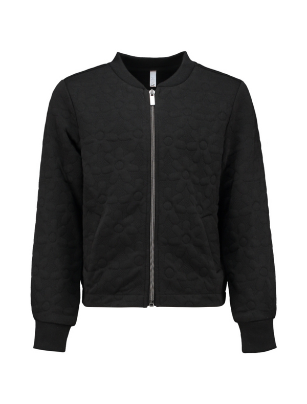 Hailys Ladies Ke44ndra Embossed Black Flower Zip Jacket - PO2306027BL