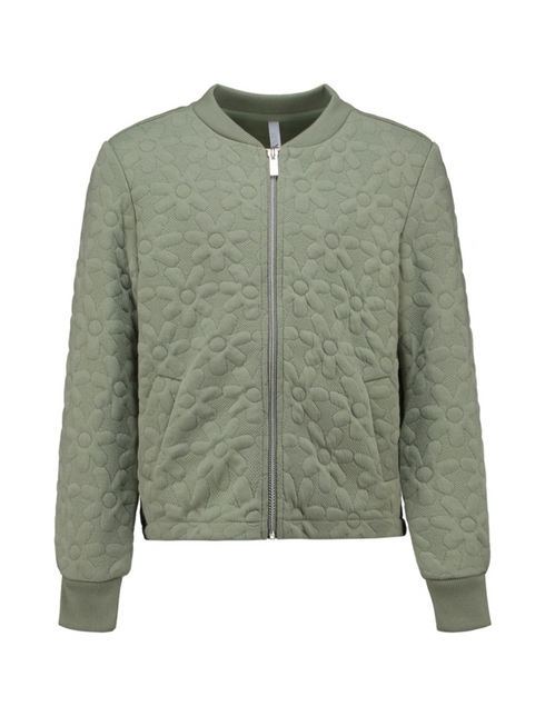 Hailys Ladies Ke44ndra Embossed Pale Green Flower Zip Jacket - PO2306027PG
