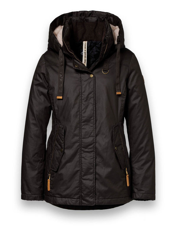 District Womens Praline Wax-Look Jacket PRALINE - Dark Brown