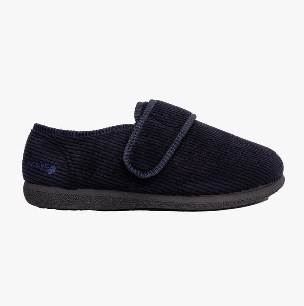Padders Oliver Men's Super Wide Touch-Fasten Full Slippers - Memory Foam Comfort
