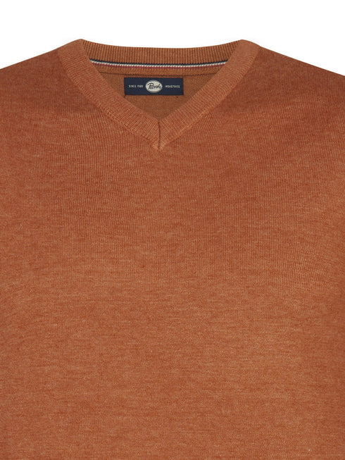 Petrol Men's V-Neck Knitwear KWV200-2127 Copper Orange