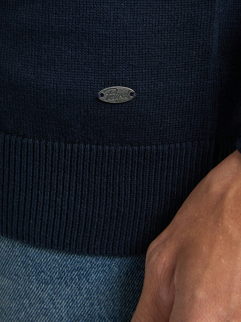 Petrol Men's Crew Neck Knitwear KWR201-5178 Navy Blue