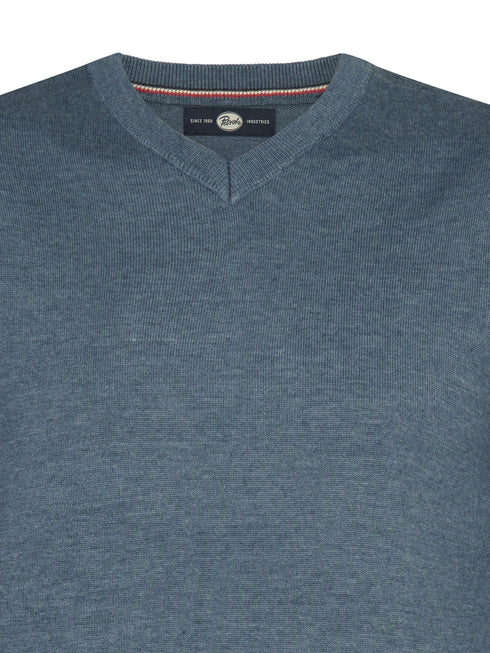 Petrol Men's V-Neck Knitwear KWV200-5202 Storm Blue