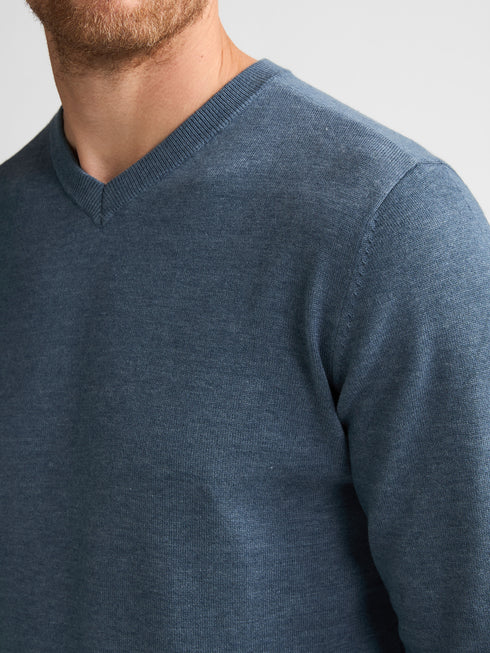 Petrol Men's V-Neck Knitwear KWV200-5202 Storm Blue