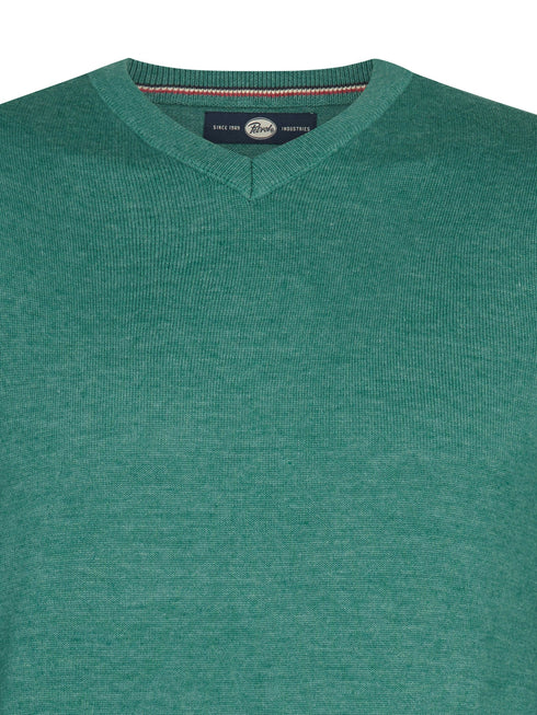 Petrol Men's V-Neck Knitwear KWV200-6186 Teal Green
