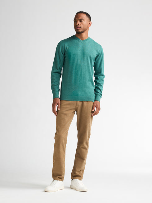 Petrol Men's V-Neck Knitwear KWV200-6186 Teal Green