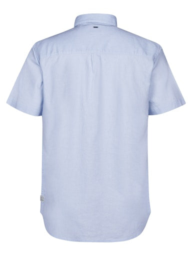 Petrol Industries Men's Plain Short-Sleeve Linen-Cotton Shirt Sky SIS414 5196