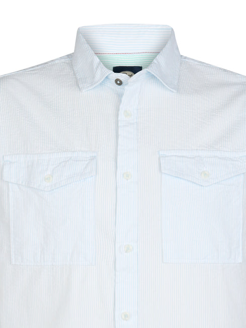 Petrol Industries Men's Sky Blue Short Sleeve Regular Fit Cotton Shirt M-2060-SIS424 5196