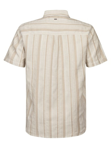 Petrol Industries Men's Ranger Striped Short-Sleeve Cotton Shirt Light Tan M1060-SIS417
