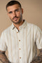 Petrol Industries Men's Ranger Striped Short-Sleeve Cotton Shirt Light Tan M1060-SIS417