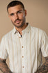 Petrol Industries Men's Ranger Striped Short-Sleeve Cotton Shirt Light Tan M1060-SIS417