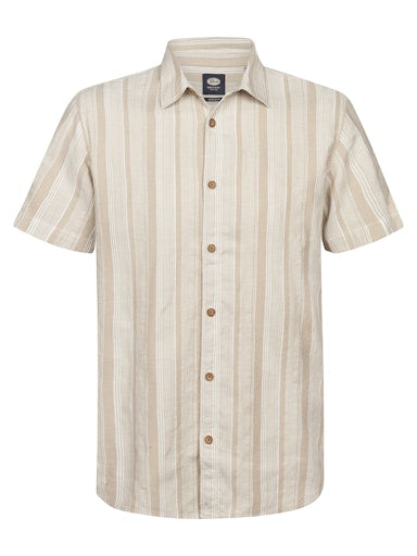 Petrol Industries Men's Ranger Striped Short-Sleeve Cotton Shirt Light Tan M1060-SIS417