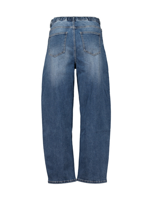 Hailys Ladies Mi44rell Elasticated Waist Barrel Jeans - Medium Blue QI-2601027