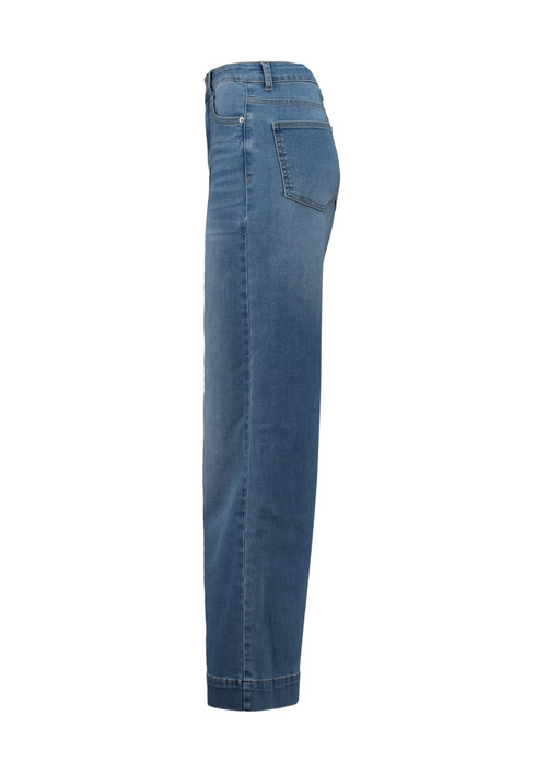 Hailys Womens Bi44llie High Waist Wide Leg Denim Jeans QI-2603090 - Mid Blue