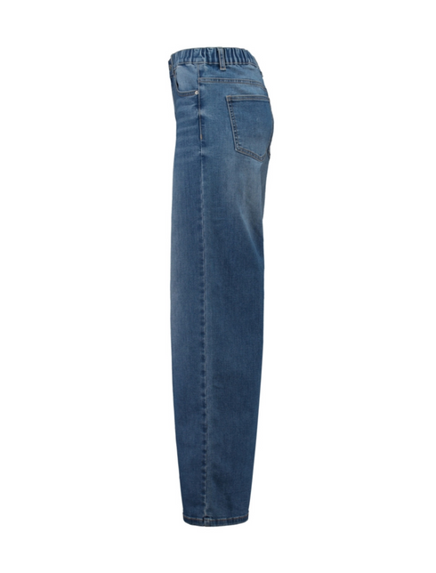 Hailys Ladies Li44llie Elasticated High Waist Wide Leg Jeans - Med Blue QI-2603091