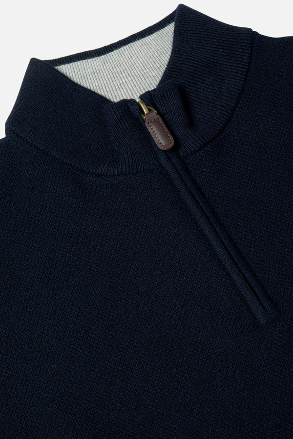 Benetti Quinn Navy Quarter-Zip Knit Sweater