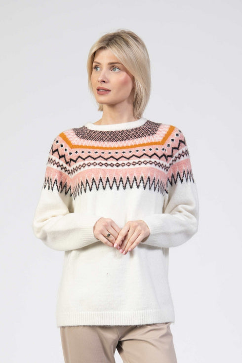 Jessica Graaf Knit Jumper with Fair Isle Shoulder Detail – 30385-010