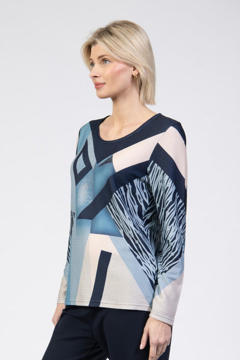 Jessica Graaf Abstract Print Knit Top with Diamanté Detail - 30767-020