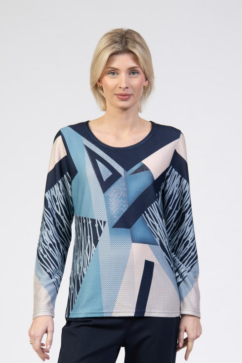 Jessica Graaf Abstract Print Knit Top with Diamanté Detail - 30767-020