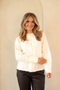 Kimara Rune Textured Fringe Pearl-Button Blouse RUNE - Off White