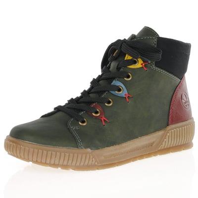 Rieker Laced Ankle Boots Green Multi - N0711-54