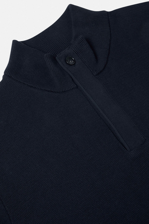 Benetti Ross Navy Quarter-Zip Knit Jumper with Top Button