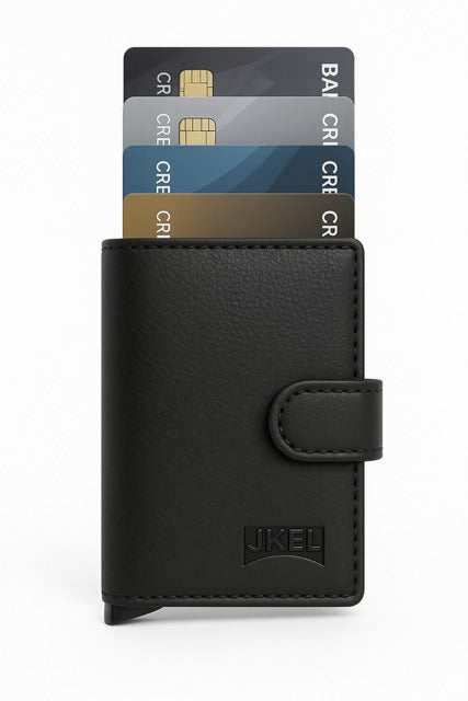 JKEL Leather RFID S-5 Pop-Up Wallet Black
