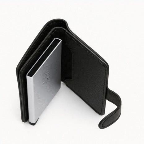 JKEL Leather RFID S-5 Pop-Up Wallet Black