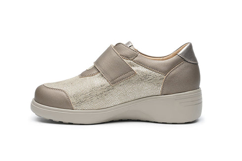G-Comfort Womens Taupe S-5254 Ultra-Light Extra Wide Fit Velcro Shoe
