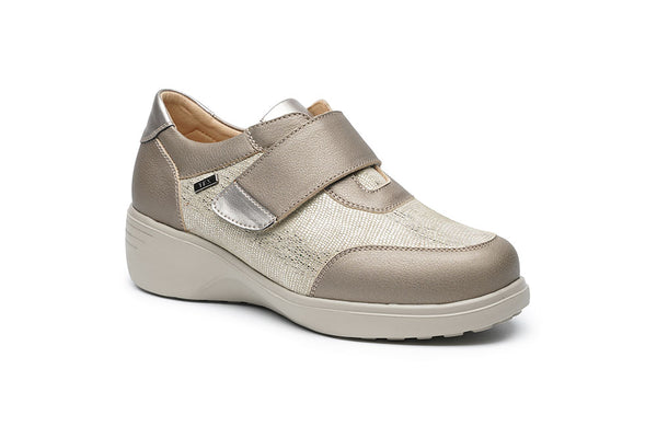 G-Comfort Womens Taupe S-5254 Ultra-Light Extra Wide Fit Velcro Shoe