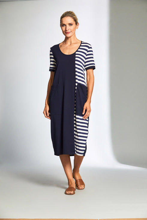 Peruzzi S25155 Stripe Panel Dress