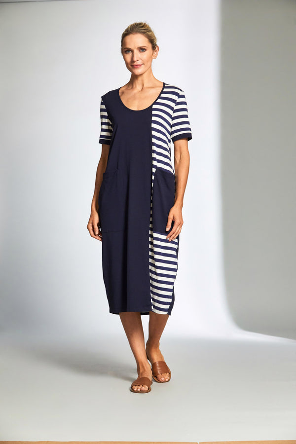Peruzzi S25155 Stripe Panel Dress