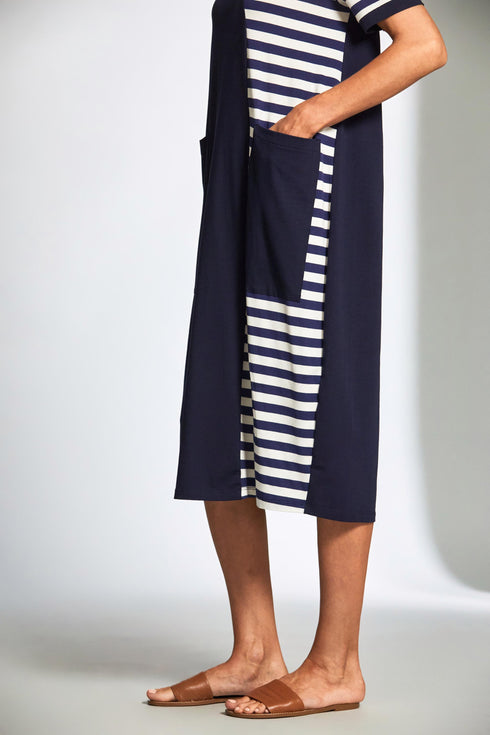 Peruzzi S25155 Stripe Panel Dress