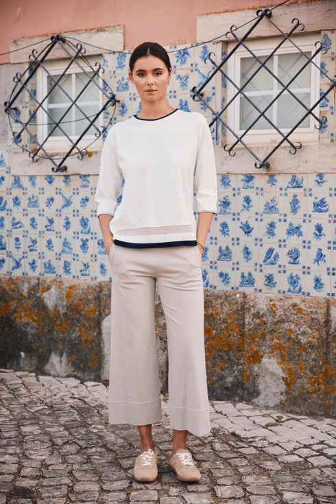 PERUZZI Womens Knit Detail Top with Coloured Trim S26111