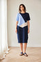 Peruzzi 3-Tone Linen Blend Knee-Length Dress – Blue – S26119
