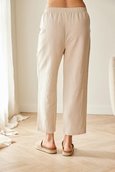 Peruzzi Elasticated Waist Linen Blend Trousers – Sand – S26121
