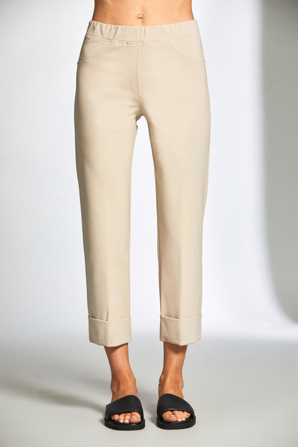 Peruzzi Slim Straight Turn-Up Trouser in Ecru– S26122 L12