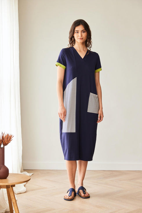 Peruzzi Stripe Longline Dress with Pocket Detail S26143