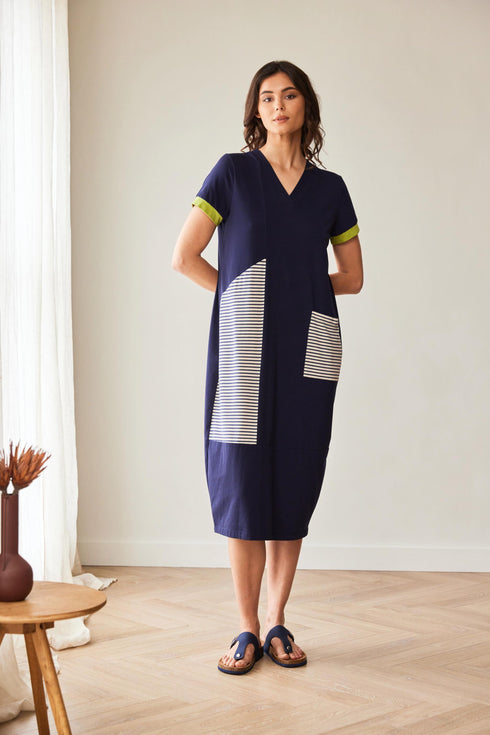 Peruzzi Stripe Longline Dress with Pocket Detail S26143