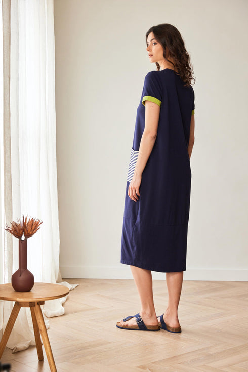 Peruzzi Stripe Longline Dress with Pocket Detail S26143