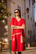 Peruzzi Oval Cut Out Detail Dress Red & Taupe S26146