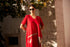 Peruzzi Oval Cut Out Detail Dress Red & Taupe S26146
