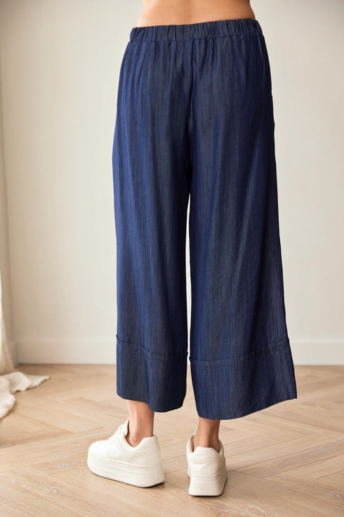 Peruzzi Luxe Turn Up Wide Leg Jean Denim Blue S26149