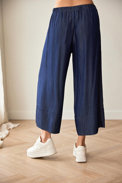 Peruzzi Luxe Turn Up Wide Leg Jean Denim Blue S26149