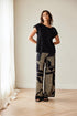 Peruzzi Black & Gold Geometric Print Wide Leg Trousers S26519
